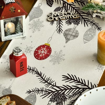SPHProducts - Tafelloper - Winterdecoratie - Unieke rustieke uitstraling - Rood - Seizoensgebonden feest - Voor feestelijke gelegenheden - 40 x 180 cm