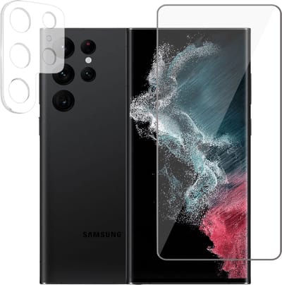 Screenprotector geschikt voor Samsung S22 Ultra - Camera Cover - Full Screen Protector Tempered Glass