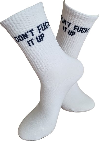 Verjaardags cadeau - Fuck Sokken - vrolijke sokken - witte sokken - tennis sokken - sport sokken - valentijns cadeau - sokken met tekst - aparte sokken - grappige sokken - Sokken waar je vrolijk van wordt - maat 37-44
