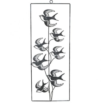 Metalen decoratie om op te hangen, zwaluwen, wanddecoratie Zilver, gew