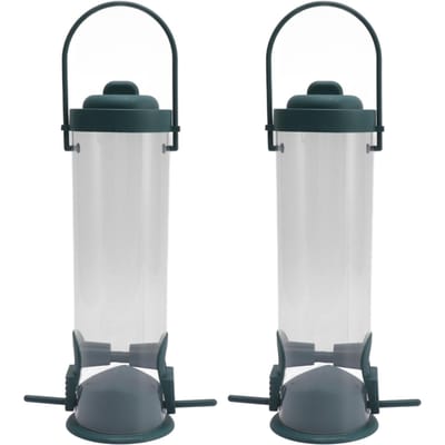 2 Set Vogel Buis Voeder Plastic Transparant Hangend Vinken Voeder Tuindecoratie met 2 Ventilatiegaten 2 white