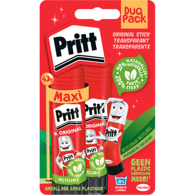 Pritt Lijm Stick Original 2x43 gram | DUO Blister verpakking Pritt | Pritt Voordelig & Makkelijk te gebruiken.