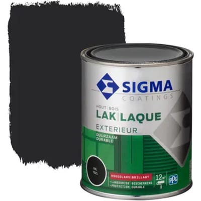 Sigma Houtlak Exterieur Hoogglans - Glansbehoud - Droog na 1,5 uur - Zwart - 0.75L