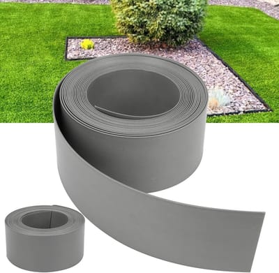 Kunststof Gazonrand - Grasrandband Maairand - Tuin Afbakenen - Flexibel Buigbaar - 10m x 12.5cm - Grijs