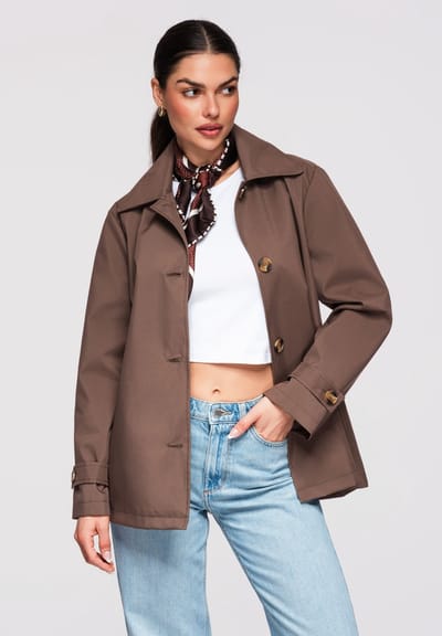 OMBRE Trenchcoat - Lange Mouw - Knopen - Effen Bruin M/L