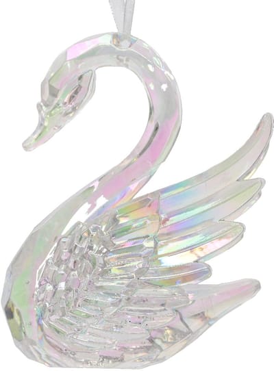 Kersthanger Zwaan iriserend 10cm