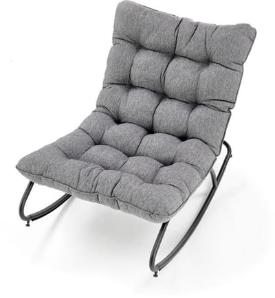 Schommelstoel Zenzi Zwart/Grijs Stof Indoor & Outdoor Relax Stoel