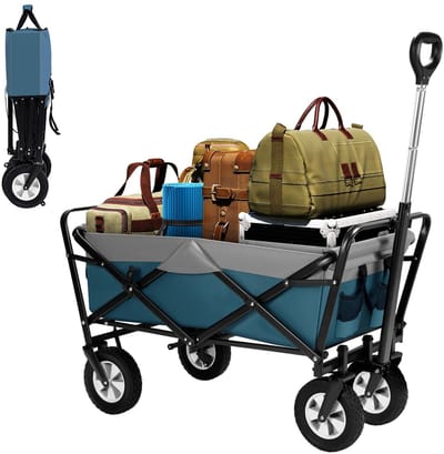 Stervia Bolderkar Opvouwbaar - Boodschappenwagen - Transportkar - Handkar - Belasting 80 kg - Blauw/Grijs - 100 cm x 51 cm x 62 cm