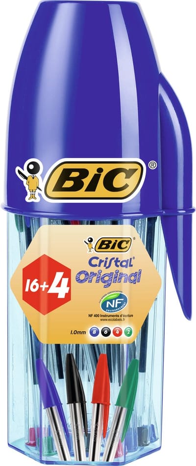 BIC 929081 balpen Zwart, Blauw, Groen, Rood Stick balpen 20 stuk(s)