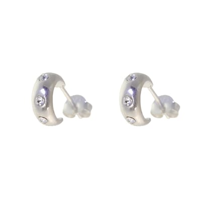 Behave – Oorbellen – 925 Sterling Zilveren Kleine Oorring met Transparante Kristal steentjes