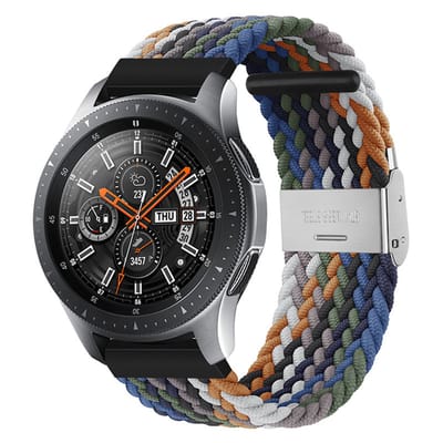 Qelus Denim Kleurmix 20mm Gebreide Nylon Elastische Horlogeband met RVS Gesp - Verstelbare Lengte - Vervangende Band voor Horloges en Smartwatches - Sportief, Zachte en Ademende - Voor Mannen en Vrouwen