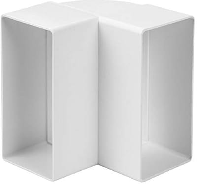 Verticale 90 Graden Bocht voor Vlakke Ventilatiekanaal Wit 220x55mm Kunststof