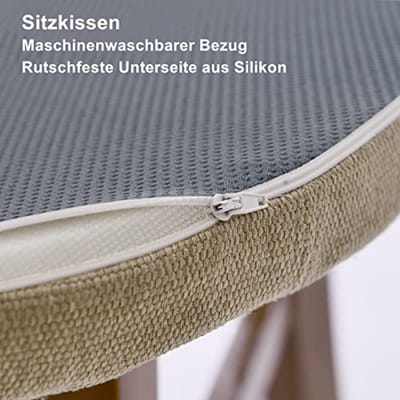 Set van 2 Wasbare Antislip Zitkussens voor Stoelen - Halfrond, 43 x 41 cm