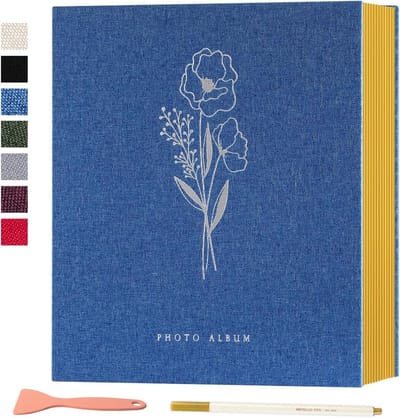 Fotoboek met Zelfklevende Pagina's, Linnen Afwerking, Ideaal voor Scrapbooking en DIY Decoratie, Geschikt voor Foto's 10x15, 13x18, A4 en A5 (Groot, 40 Vellen/80 Pagina's)