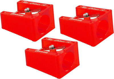 SnelShoppen - Grote puntenslijper voor dikke potloden, tot 12 mm diameter, set van 3, rood, ideaal voor kunstenaars en kinderen