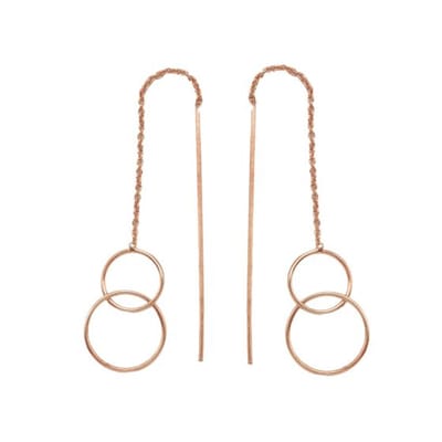 Karma oorbel pull through triple circle rosé M2576