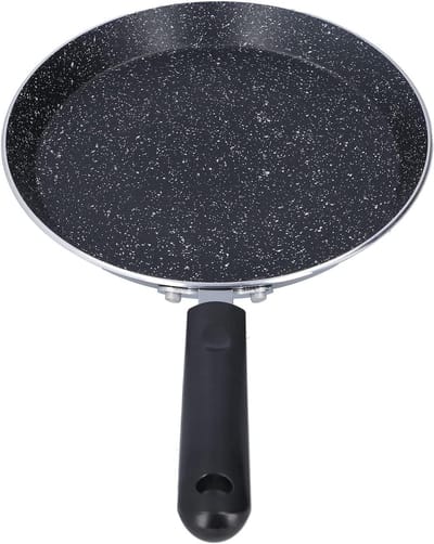 Koekenpan Platte Bodem - Pannenkoek Pan Steen - Ontbijt Bakken - Anti-aanbak Krasbestendig - 20.4 cm Doorsnede - Zwart