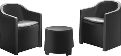 In & Out Deco Balkon set - 2 stuks stoelen met bijzettafel - kunststof - zwart