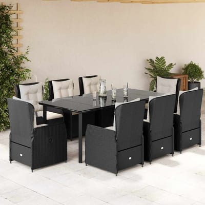 vidaXL - 9-delige - Tuinset - poly - rattan - zwart