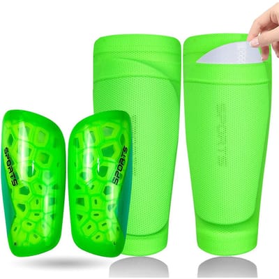 Garde-tibias de Football Loogdeel Pour Enfants Jeunes Adultes Coussinets Protecteurs Légers Avec Manches Design Compact S--Child