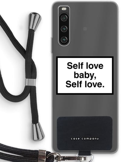 Case Company® - Hoesje met koord geschikt voor Sony Xperia 10 IV hoesje met Koord - Self love - Telefoonhoesje met Zwart Koord - Bescherming aan alle Kanten en Over de Schermrand