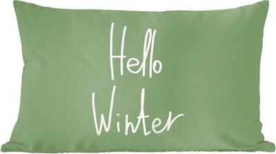 Sierkussens - Kussentjes Woonkamer - 60x40 cm - Quotes - Hello winter - Groen - Kerstmis - December