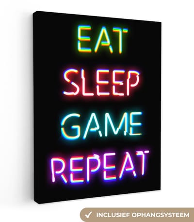 Canvas - Gaming poster - Gamen - Led - Neon - Verlichting - Game - Canvas schilderij - Kamer decoratie - 30x40 cm - Gaming room - Game Kamer