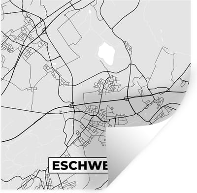 Muurstickers - Sticker Folie - Kaart - Eschweiler - Duitsland - Plattegrond - Stadskaart - 100x100 cm - Plakfolie - Muurstickers Kinderkamer - Zelfklevend Behang XXL - Zelfklevend behangpapier - Stickerfolie