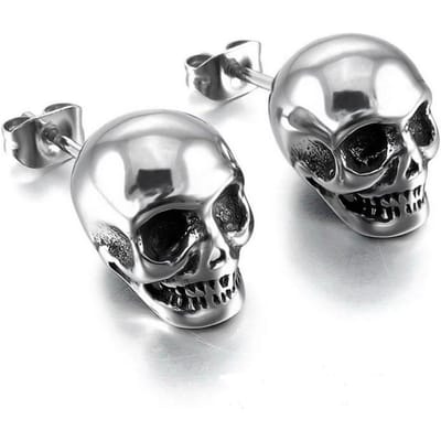 Gepersonaliseerde schedel stud oorbellen Spook stud oorbellen Hip Hop Halloween Retro Donkere stijl Oorbellen voor mannen en vrouwen wit