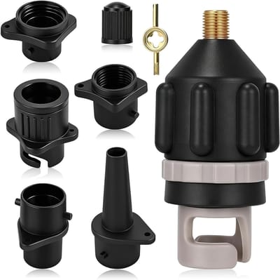 SUP-adapter voor compressor, SUP-ventieladapter, opblaasbare adapter, pompadapter met 3 gasmondstukken, SUP-pompadapter, luchtpomp, rubberboot, ventieladapter voor stand-up paddleboard