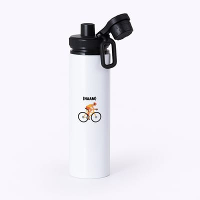 Hacebo® - Wielren met eigen naam waterfles met draaidop zwart - Wielrennen - Wielrenner - Sport - water fles - 850ML