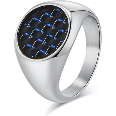 Bague en Acier Titane Style Européen et Américain Incrustée de Fibre de Carbone 12# black