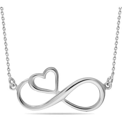 Dames Infinity Hart Ketting in 925 Sterling Zilver BICLL024