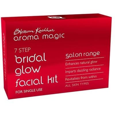 Aroma Magic 7-staps Bruids Glow Gezichtskit | Verbetert Natuurlijke gloed + Schitterende uitstraling & Revitaliseert | Pak van 1 (20g + 18ml) red