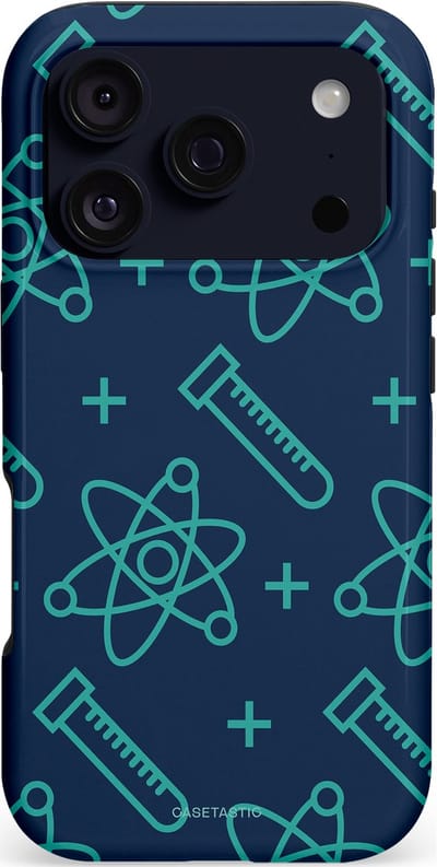 Casetastic hoesje geschikt voor Apple iPhone 17 Pro - MagSafe - Dubbellaagse bescherming - Atomen Creaties - Fashion Case - Donkerblauw Turquoise