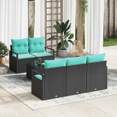 vidaXL Bankstel 6 st 5-Aantal zitplaatsen Zwart en Turquoise