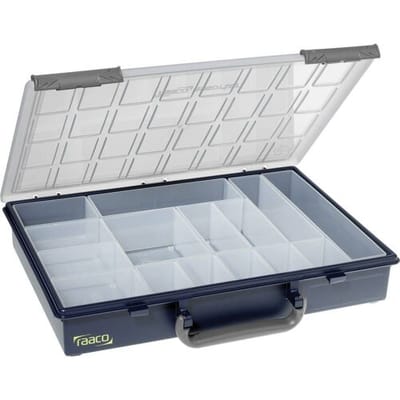 raaco Assorter 55 4x8-15 Assortimentsdoos (l x b x h) 338 x 261 x 57 mm Aantal vakken: 15 Vaste onderverdeling Box Inhoud 1 stuk(s)