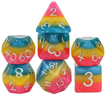 Lapi Toys - Dnd dobbelstenen - Dice set - Incl. dice bag - Acryl - Meerkleurig