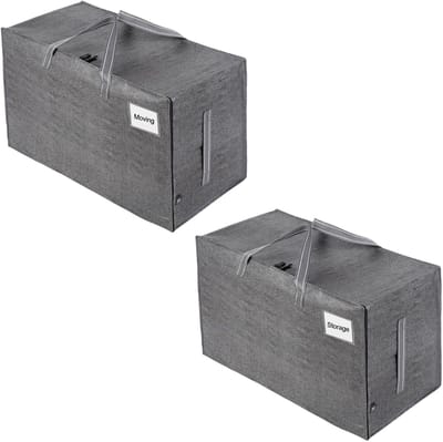 Famanu - Opvouwbare kledingbox met ritssluiting en metalen frame, ideaal voor stapelbare kledingopslag, grijs