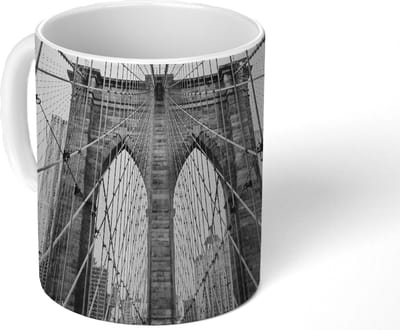 Mok - Koffiemok - Brooklyn Bridge - Brug - Architectuur - Gebouw - Mokken - 350 ML - Beker - Koffiemokken - Theemok
