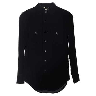 Saint Laurent overhemd met knoopsluiting in zwart fluweel