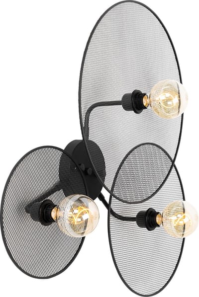 QAZQA jane - Design Wandlamp voor binnen - 3 lichts - D 25.5 cm - Zwart - Woonkamer | Slaapkamer | Keuken