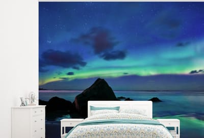 Behang - Fotobehang Lucht - Landschap - Aurora - Breedte 275 cm x hoogte 220 cm