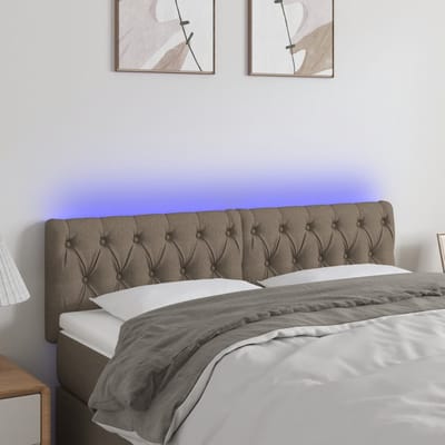vidaXL - Hoofdbord - LED - 160x7x78/88 - cm - stof - taupe