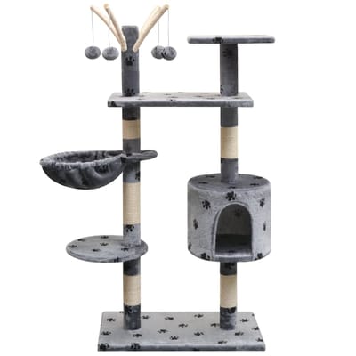 vidaXL - Kattenkrabpaal - met - sisal - krabpalen - 125 - cm - pootafdrukken - grijs