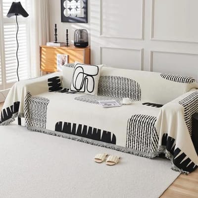 Zachte Chenille Deken voor Banken en Bedden - Wasbare Plaid 180 x 230 cm - Modern Zwart