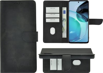 MoDo hoesje Geschikt voor Motorola Moto G73 - Kunstleer Book Case - Zwart