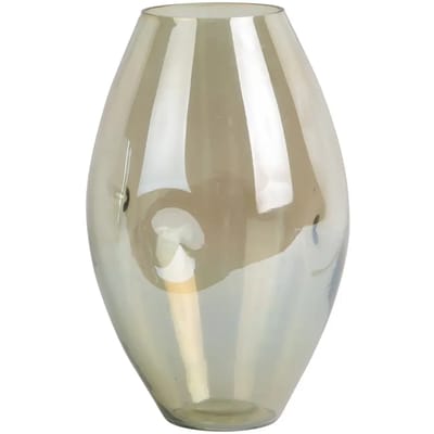 Present Time Vaas Luster Organic - Groen - Ø15cm - Glas - Scandinavisch - Bloemenvaas - Woondecoratie - Decoratieve vaas voor woonkamer of slaapkamer
