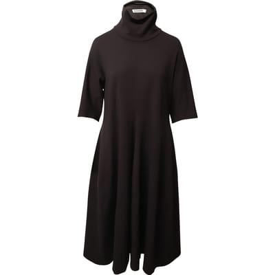 Jil Sander A-lijn jurk met col in bruine modal