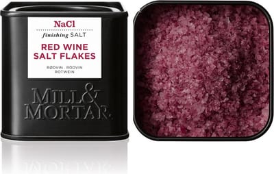 Mill & Mortar Red Wine Salt Flakes - zout doordrenkt met rode wijn - voor rood vlees